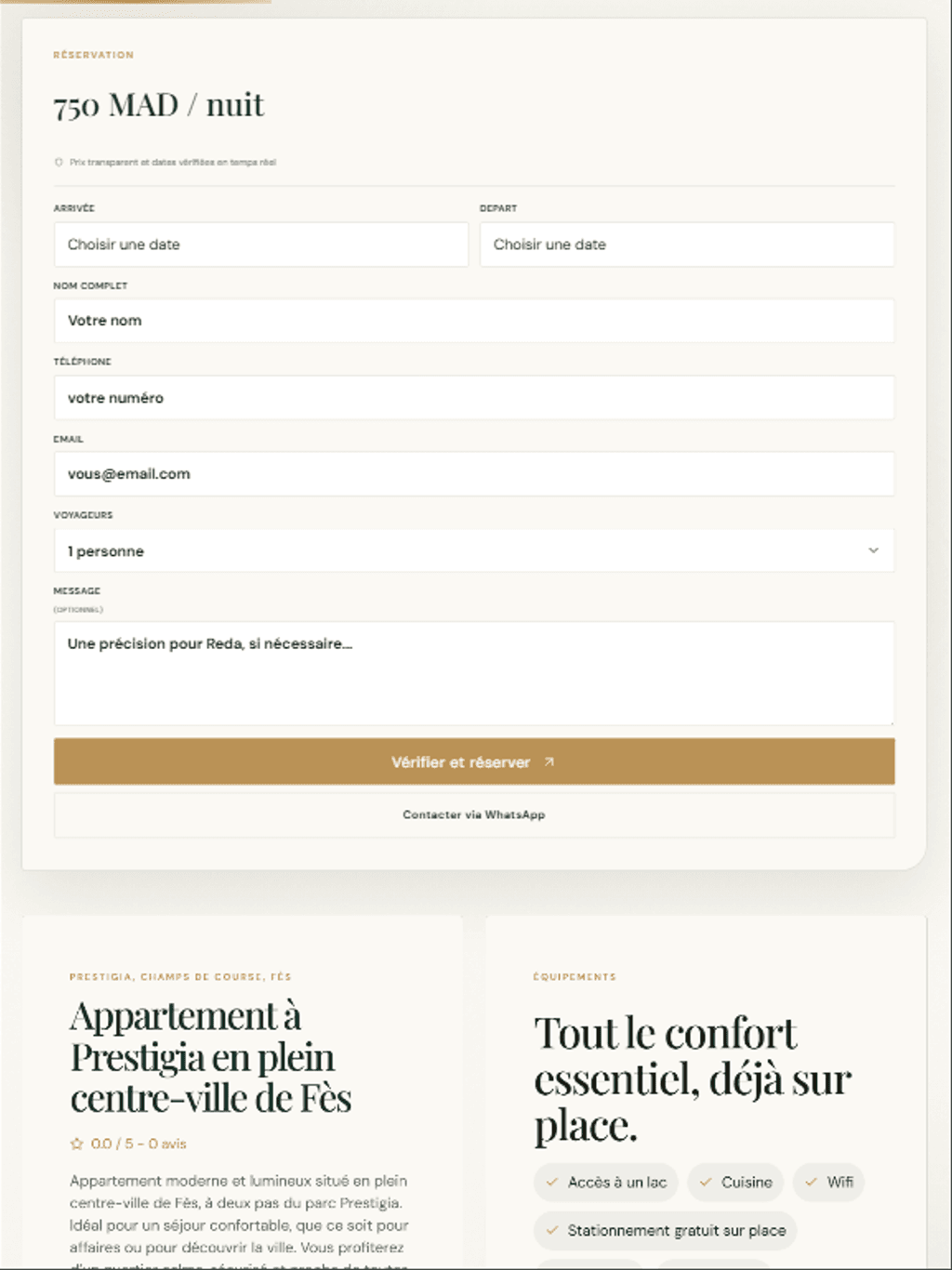 Réservation Prestige - Parcours de conversion